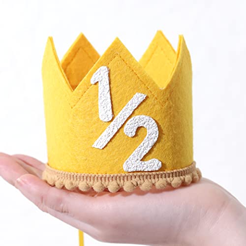 SYESQL Half Birthday Crown Hat for Baby Girls and Boys – Candy Color 1/2 Crown