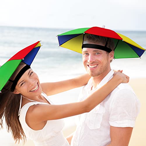 Syhood 4-Pack Rainbow Umbrella Hats – Waterproof, Hands-Free, Adjustable for Adults