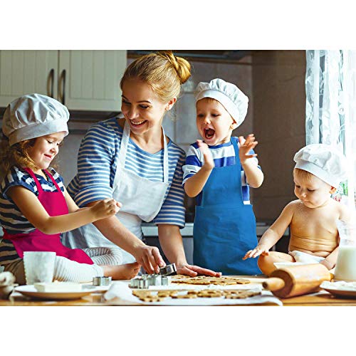Syhood 6 Pack Kids Aprons with Pockets - Adjustable Children Chef Aprons for Cooking, Painting, Crafting (Fresh Colors, Large)