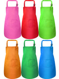 Syhood 6 Pack Kids Aprons with Pockets - Adjustable Children's Chef Aprons for Cooking, Baking, Painting, Crafting (Bright Colors, Large)