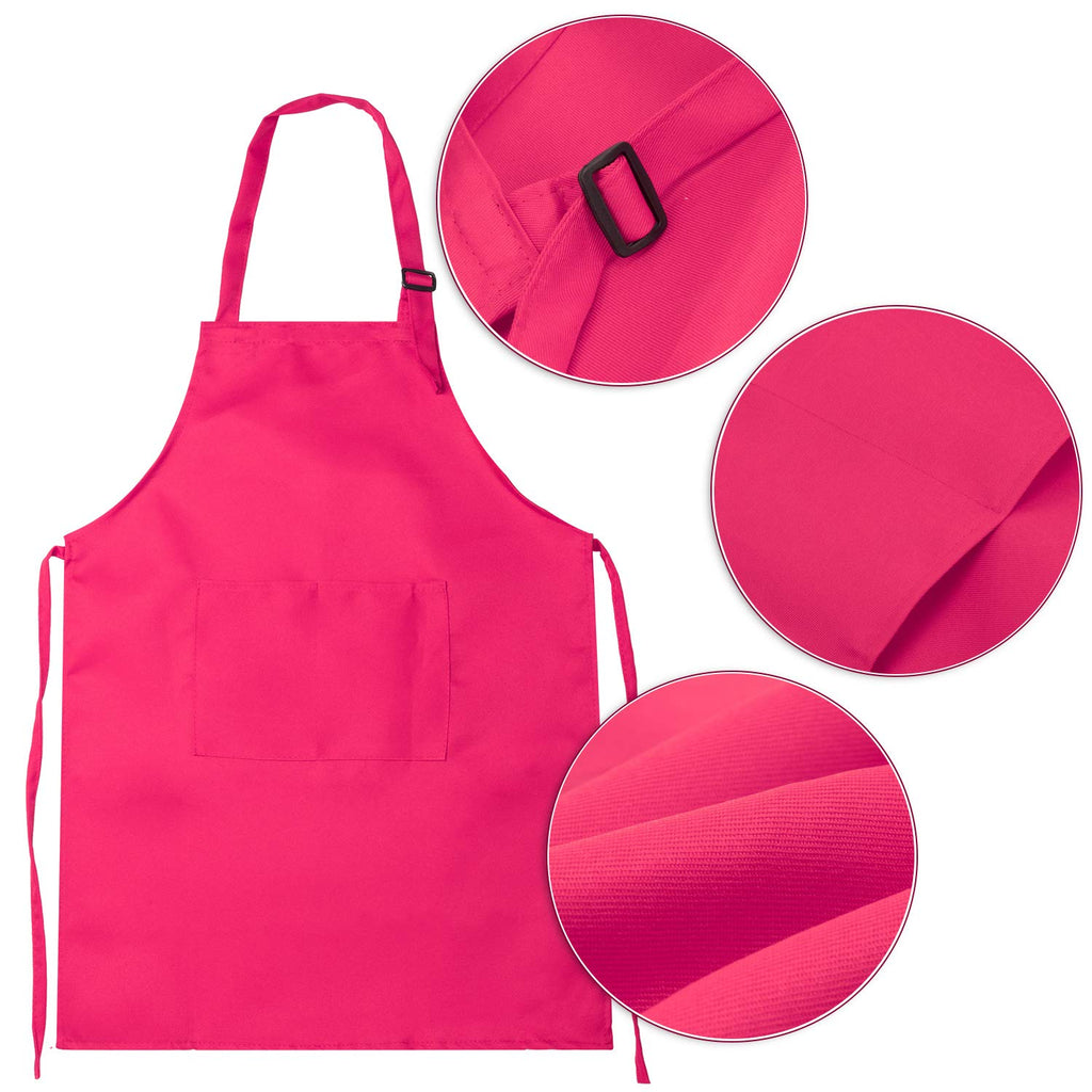 Syhood 6 Pack Kids Aprons with Pockets - Adjustable Children's Chef Aprons for Cooking, Baking, Painting, Crafting (Bright Colors, Large)