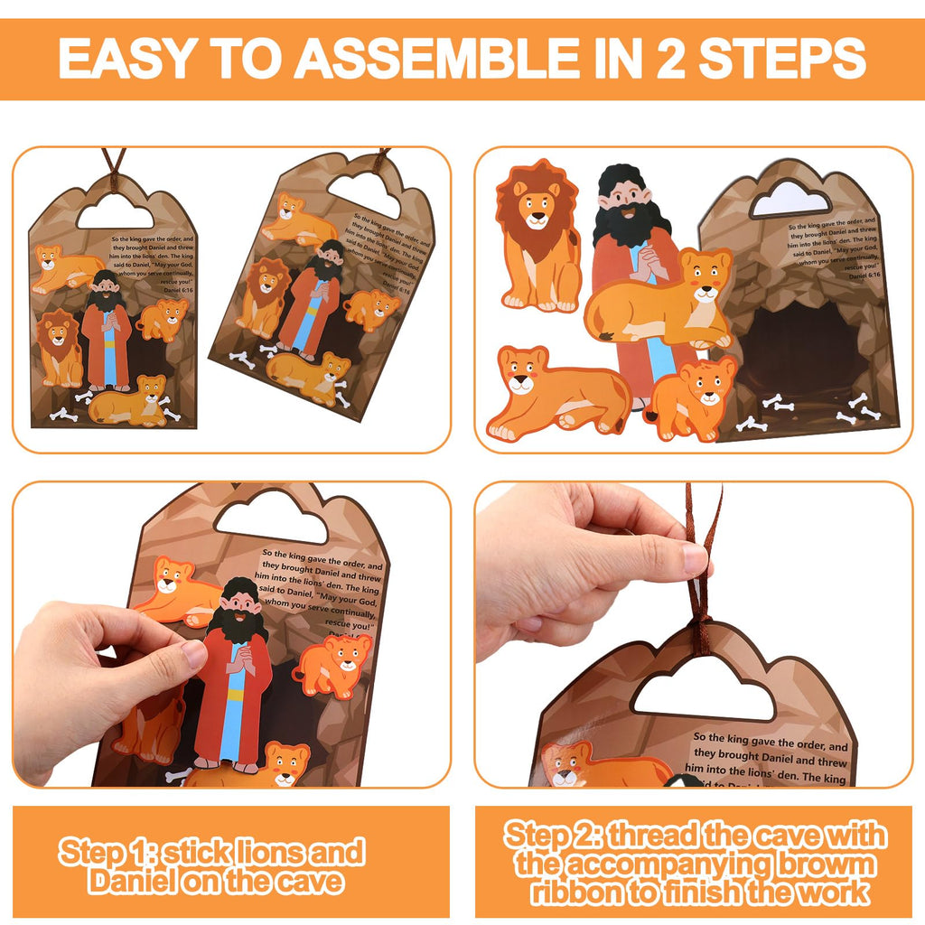 Syhood Daniel in the Lion's Den Craft Kit – 24 Sets for Bible Study, Sunday School & Religious Easter Activities