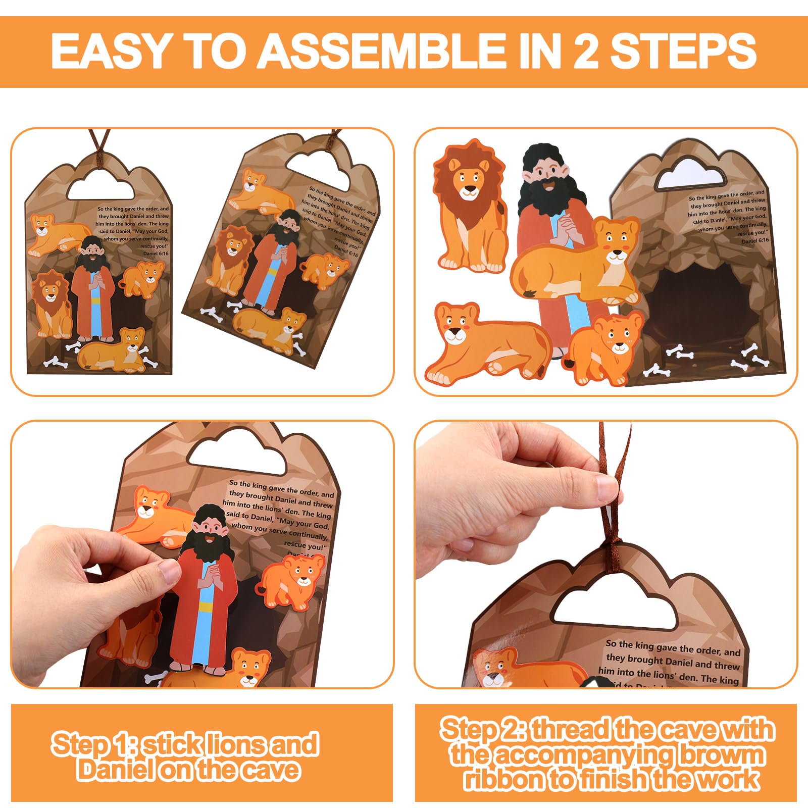 Syhood Daniel in the Lion's Den Craft Kit – 24 Sets for Bible Study, Sunday School & Religious Easter Activities