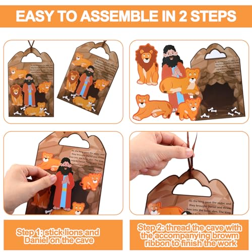 Syhood Daniel in the Lion's Den Craft Kit – 24 Sets for Bible Study, Sunday School & Religious Easter Activities