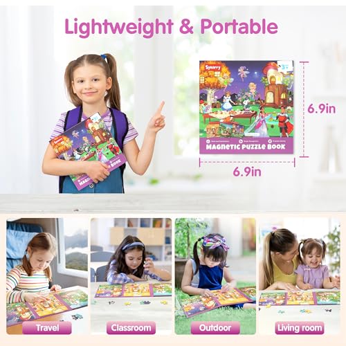 SYNARRY Princess Fairy Magnetic Puzzle Set – 36-Piece Travel Puzzles for Girls Ages 3-6