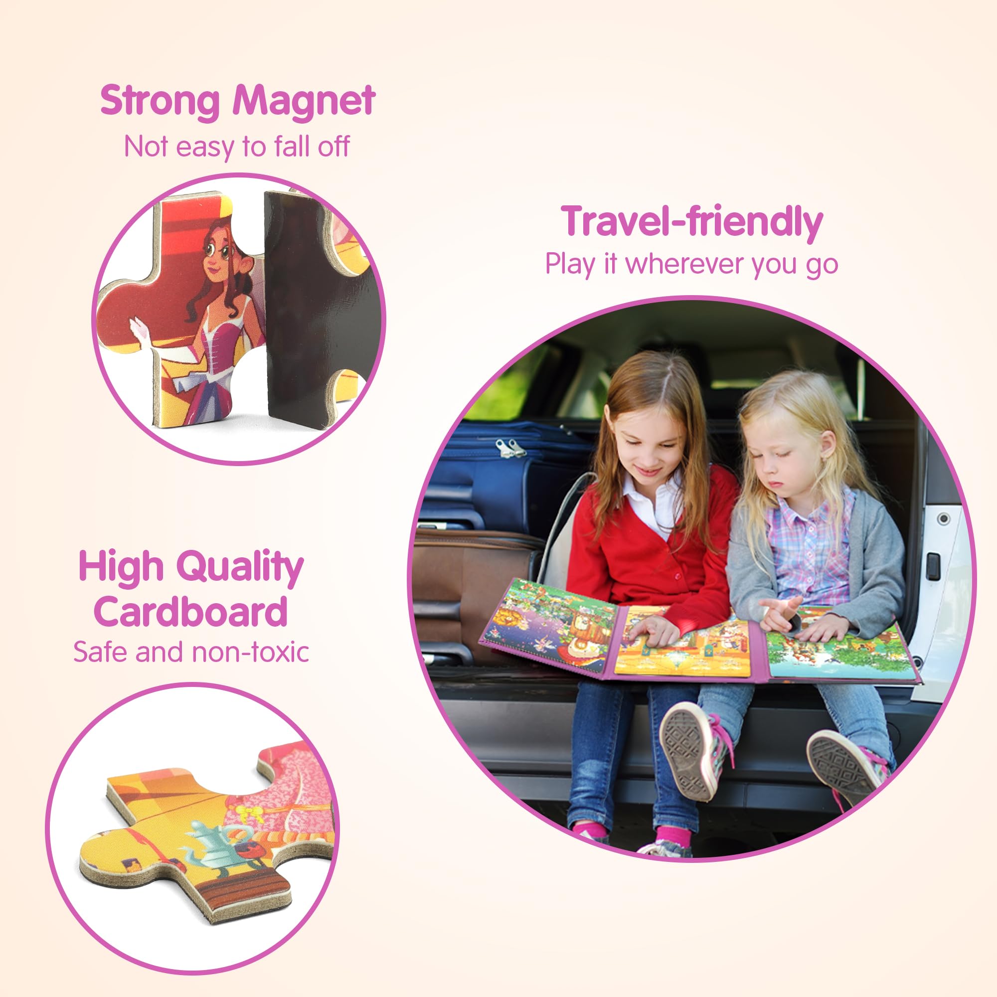 SYNARRY Princess Fairy Magnetic Puzzle Set – 36-Piece Travel Puzzles for Girls Ages 3-6
