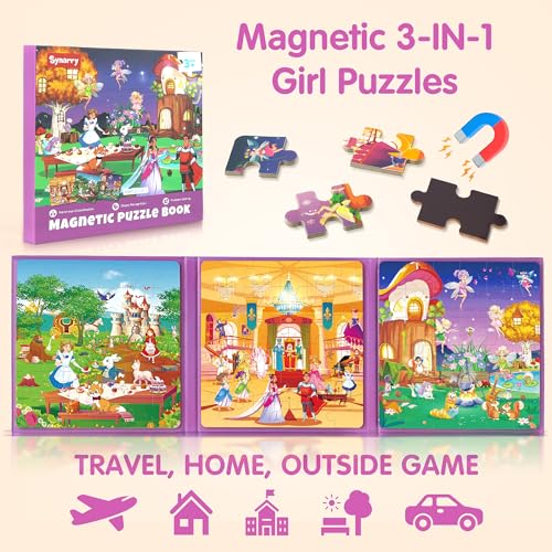 SYNARRY Princess Fairy Magnetic Puzzle Set – 36-Piece Travel Puzzles for Girls Ages 3-6