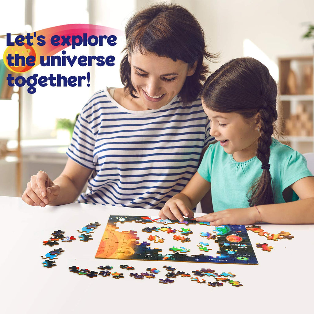 SYNARRY Space Puzzle for Kids Ages 4-8 – 104-Piece Solar System Jigsaw, Educational Toy for Boys & Girls