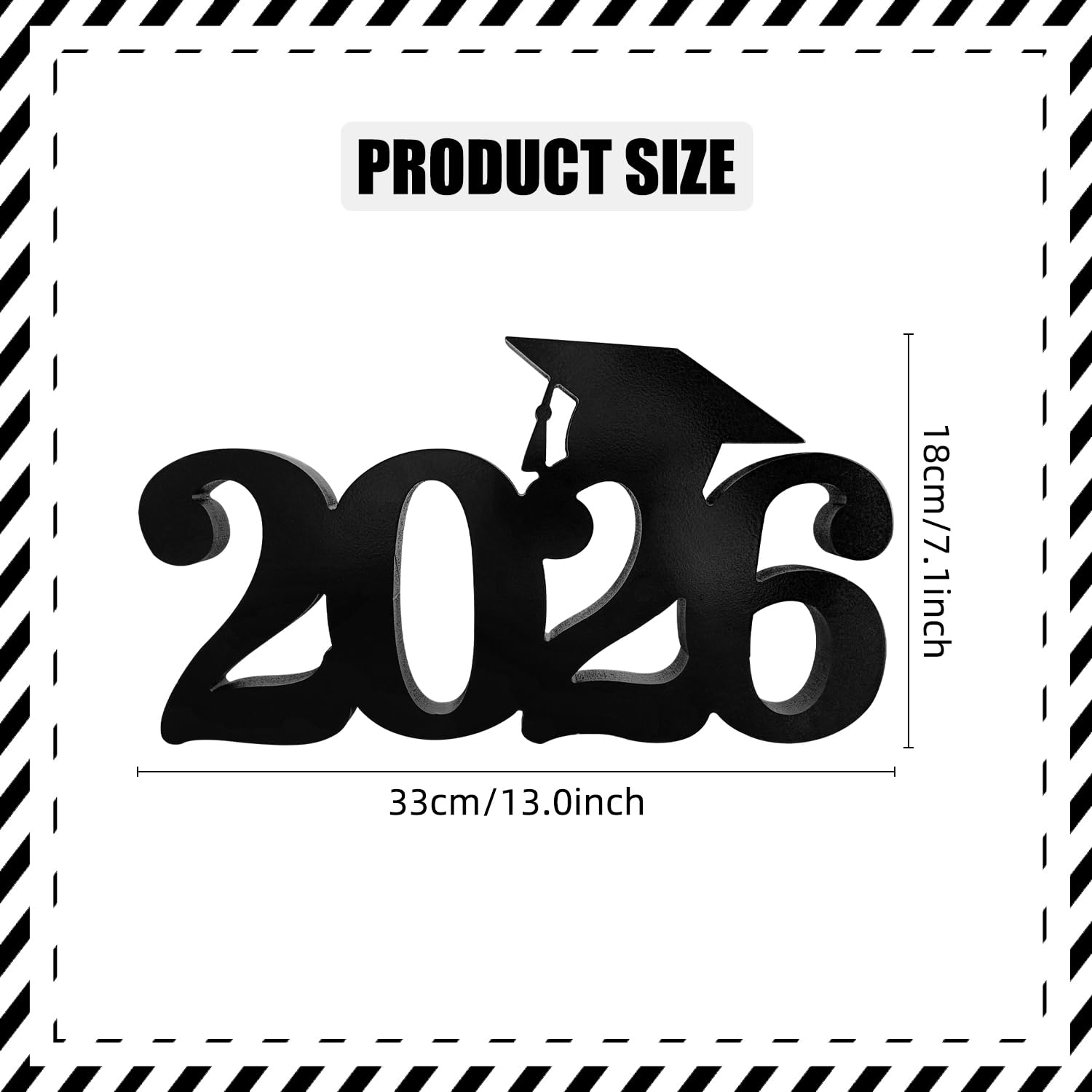 SZTZPW Class of 2026 Double-Sided Wooden Graduation Centerpiece 13x7 Inch Black