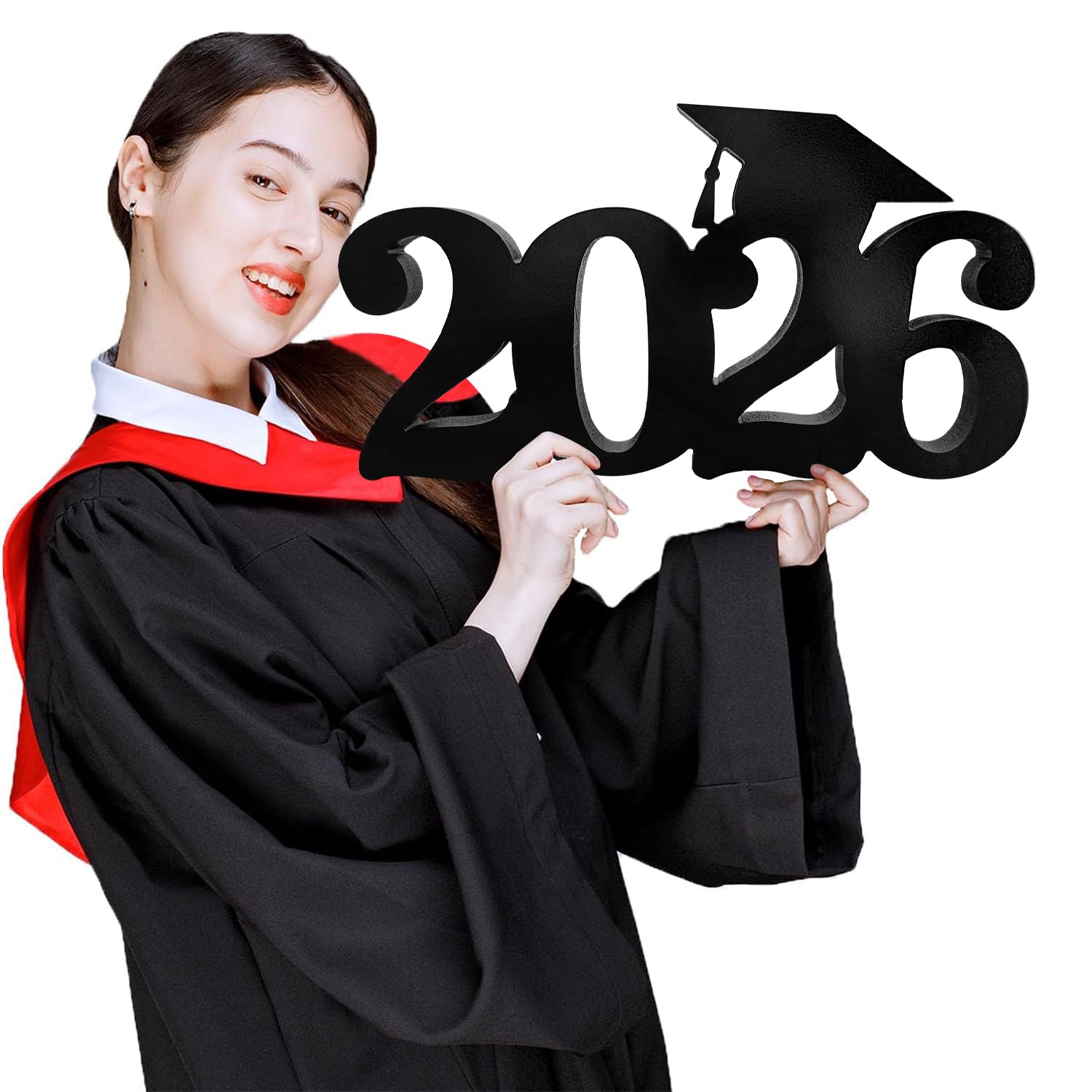 SZTZPW Class of 2026 Double-Sided Wooden Graduation Centerpiece 13x7 Inch Black