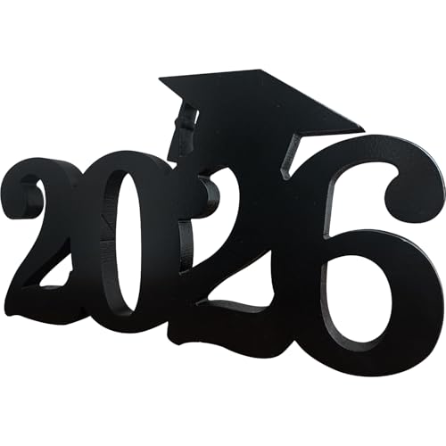 SZTZPW Class of 2026 Double-Sided Wooden Graduation Centerpiece 13x7 Inch Black