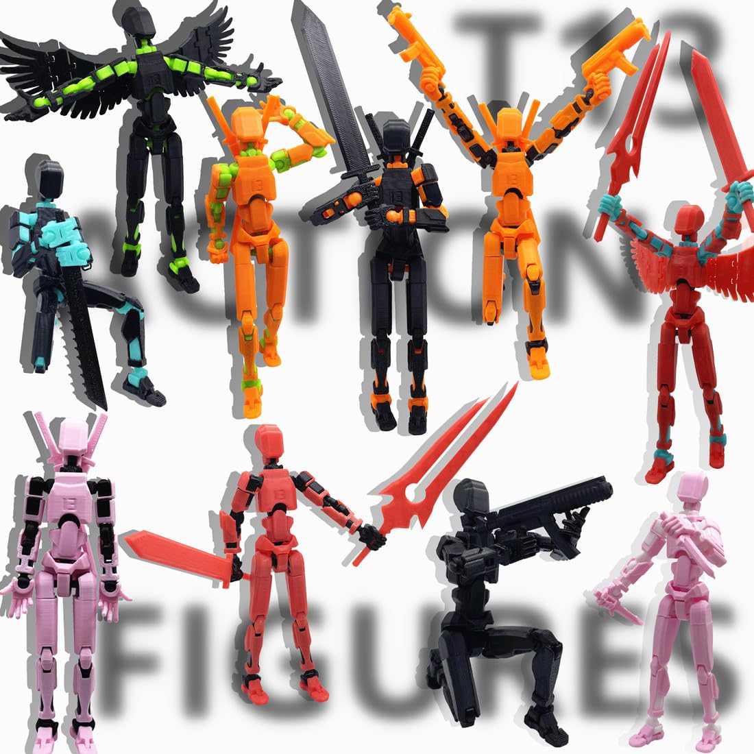 T13 3D Action Figure Set - Fully Articulated PETG Robot with Dog, Weapons, and 360° Joints by SOOZAFONE