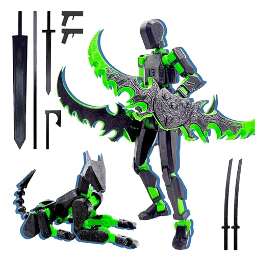 T13 3D Action Figure Set – Dummy Robot Titan 13 with Full Articulation, Pre-Assembled (Black/Green)