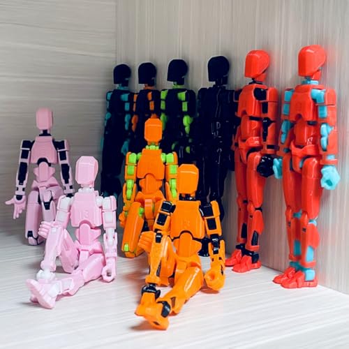 T13 3D Action Figure Set – Fully Articulated Robot with Dog Companion – 3D Printed Collectible (Black Blue)