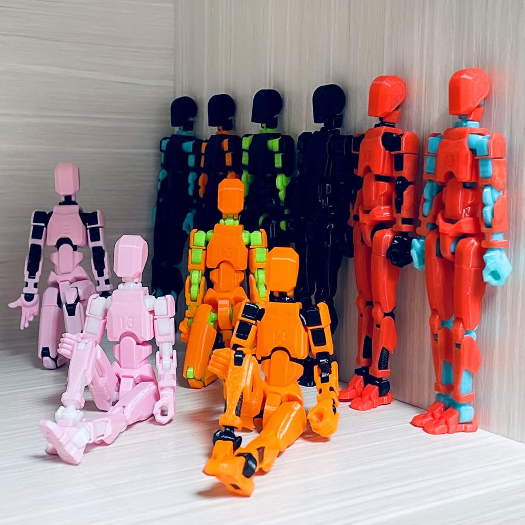 T13 3D Action Figure Set – Fully Articulated Robot with Dog Companion – 3D Printed Collectible (Black Blue)