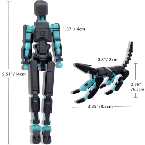 T13 3D Action Figure Set – Fully Articulated Robot with Dog Companion – 3D Printed Collectible (Black Blue)