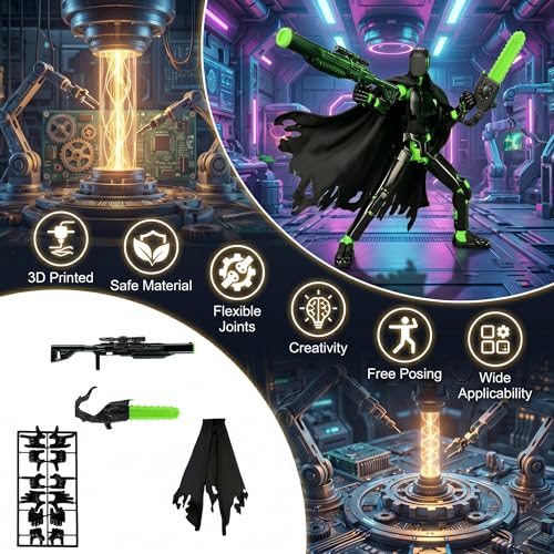 T13 3D Printed Action Figure - Assembled Titan 13 Figure with Wings, Weapons, and Poses