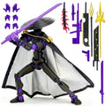 T13 3D Printed Action Figure – 5.2 Inch Black Purple Poseable Robot with Modifiable Weapon & Extra Hands