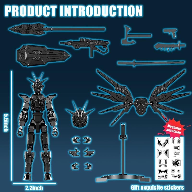 T13 Action Figure 2Pack – Fully Assembled 3D Printed Titan 13 Robot Set with Interchangeable Hands and Weapons