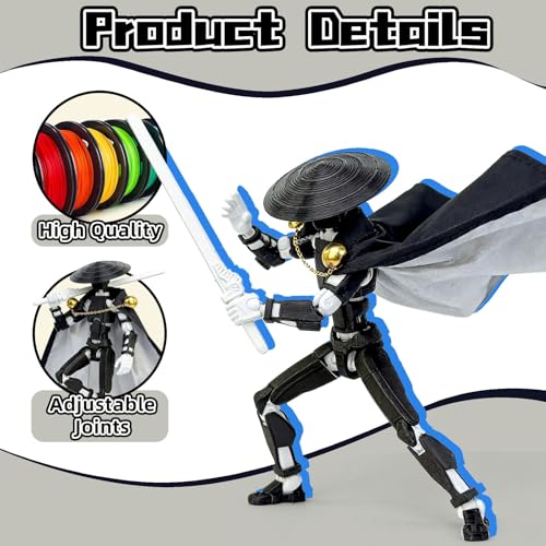 T13 Action Figure (5.2 Inch) – 3D Printed Robo 13 by Sooza, Fully Jointed with Weapons and Hands