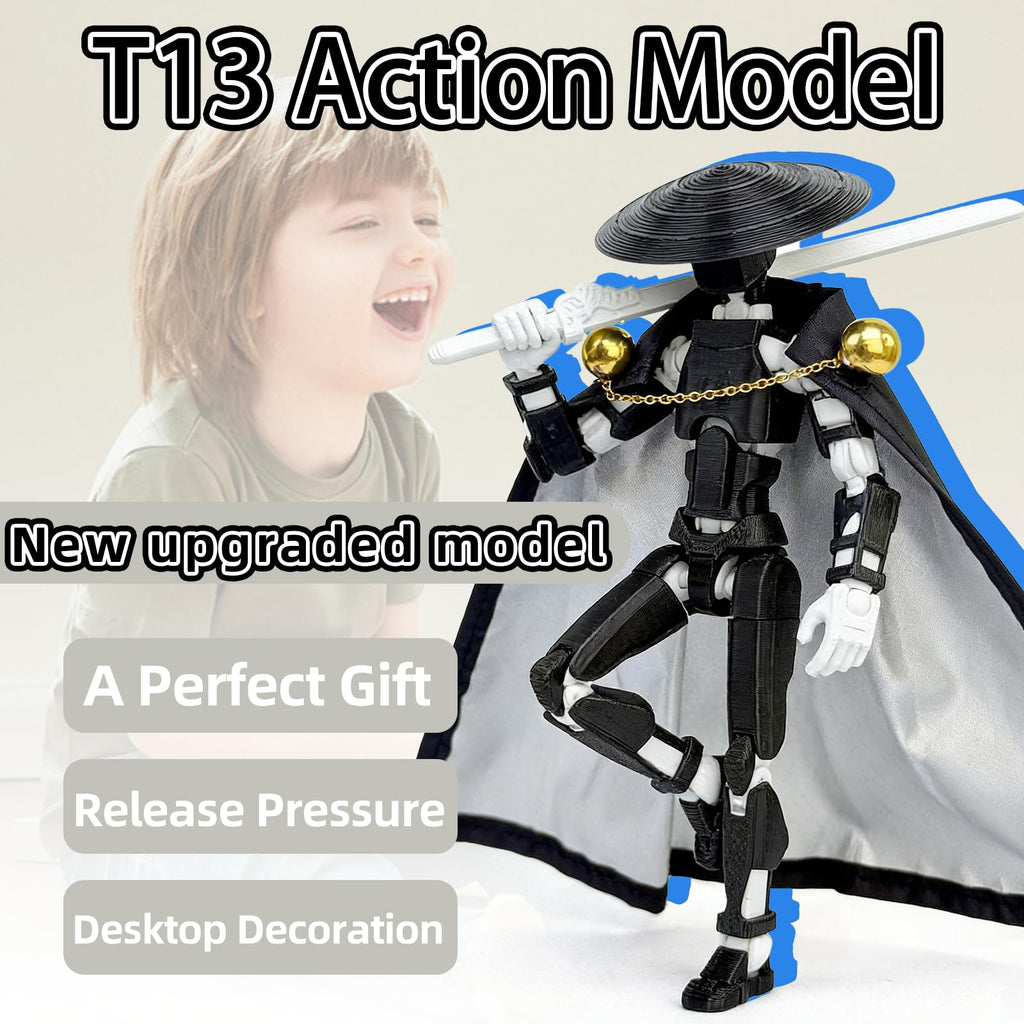 T13 Action Figure (5.2 Inch) – 3D Printed Robo 13 by Sooza, Fully Jointed with Weapons and Hands