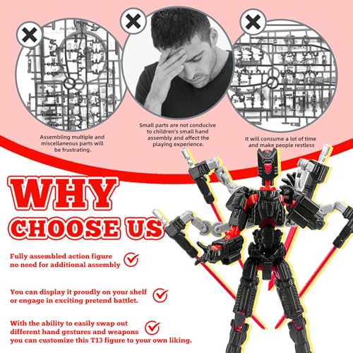 T13 Action Figure (5.5 Inch, Black Red) – Assembled 3D Printed Collectible by Soozafone