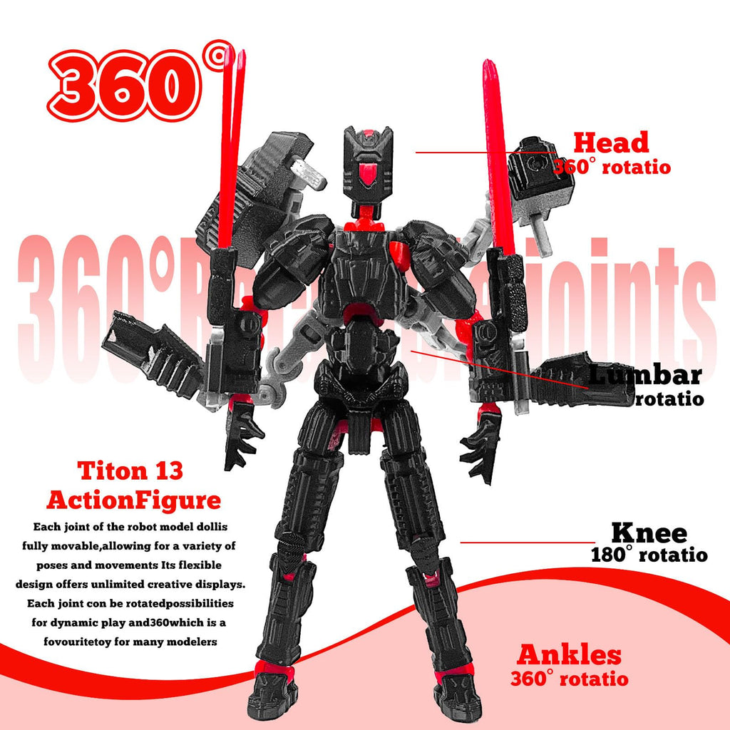 T13 Action Figure (5.5 Inch, Black Red) – Assembled 3D Printed Collectible by Soozafone