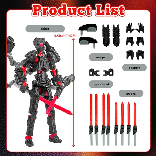 T13 Action Figure (5.5 Inch, Black Red) – Assembled 3D Printed Collectible by Soozafone