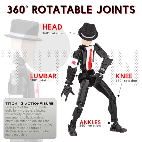 T13 Action Figure Pre-Assembled 5.4 Inch Fully Articulated Titan 13 Model with Sniper Rifle and Guitar - SENROELECTRONAGE