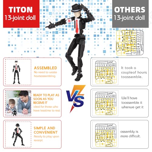 T13 Action Figure Pre-Assembled 5.4 Inch Fully Articulated Titan 13 Model with Sniper Rifle and Guitar - SENROELECTRONAGE