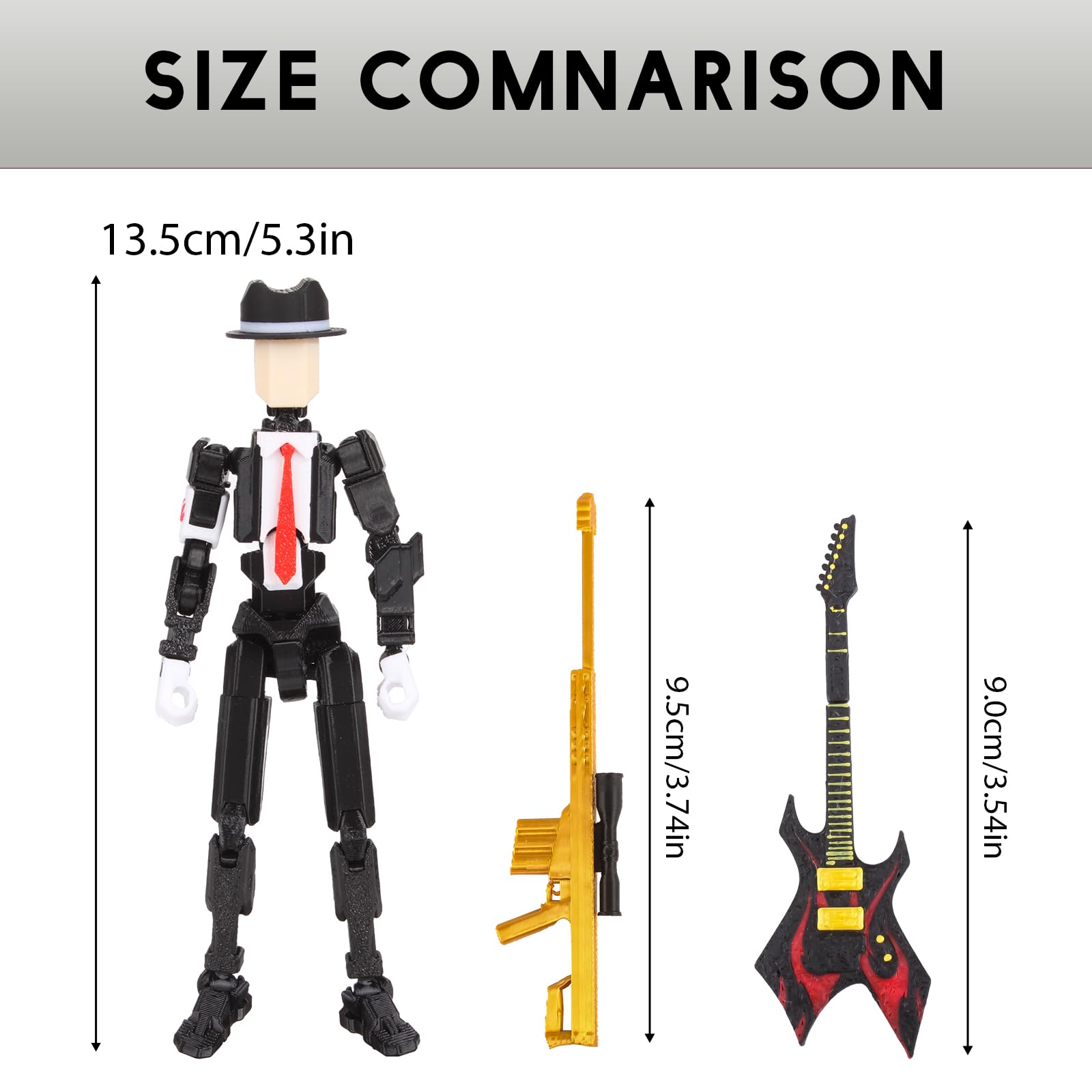 T13 Action Figure Pre-Assembled 5.4 Inch Fully Articulated Titan 13 Model with Sniper Rifle and Guitar - SENROELECTRONAGE