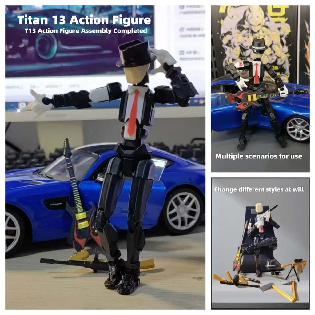 T13 Action Figure Pre-Assembled 5.4 Inch Fully Articulated Titan 13 Model with Sniper Rifle and Guitar - SENROELECTRONAGE