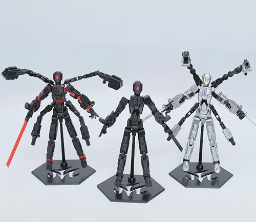 T13 Action Figure Set - 6-Arm 3D Printed Robot with 30+ Points of Articulation (Red & Black, Pre-Assembled)