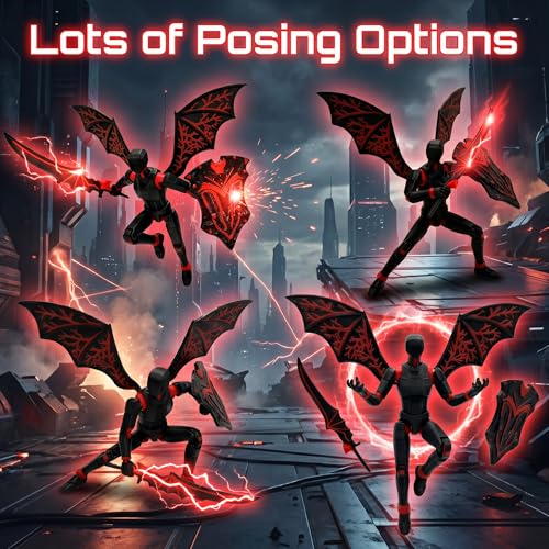 T13 Action Figure Set – 3D Printed Titan 13 with Movable Joints, Wings & Weapons, Assembled