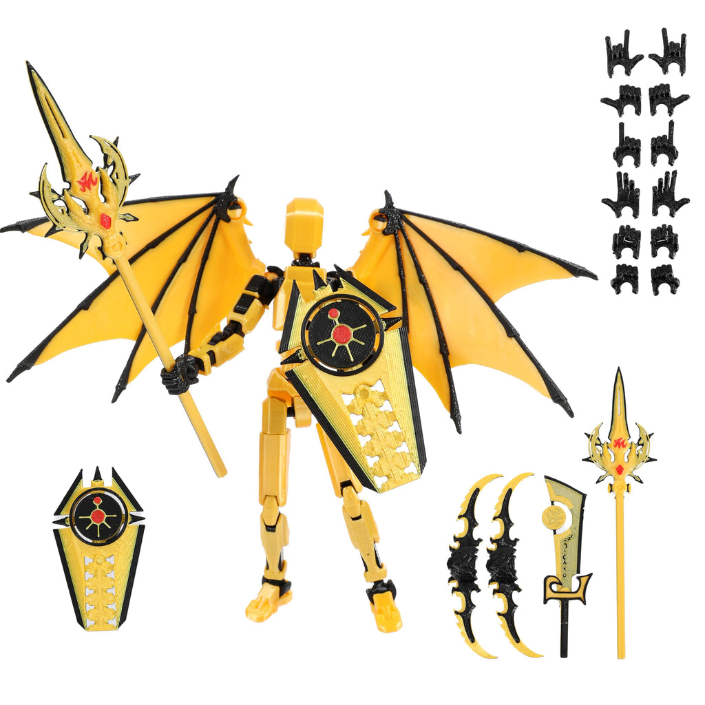 T13 Figure & Titan 13 Toys Yellow – 3D Printed Action Figure, Pre-Assembled, Multi-Jointed Movable, 5.5 Inch Desk Decoration