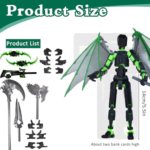 T13 Fully Articulated Action Figure - 3D Printed Multi-Jointed Movable Toy for Collectors (Black Red)