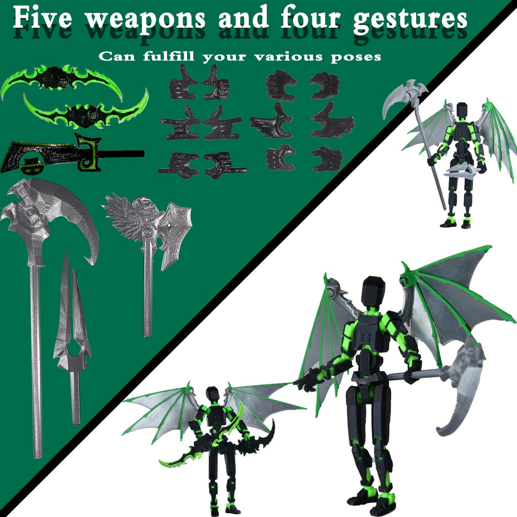 T13 Fully Articulated Action Figure - 3D Printed Multi-Jointed Movable Toy for Collectors (Black Red)