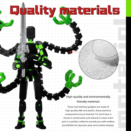 T13 Fully Jointed Action Figure – 5.5 Inch, Already Assembled, Black Green with Custom Accessories