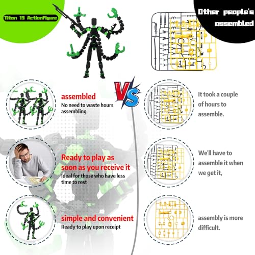 T13 Fully Jointed Action Figure – 5.5 Inch, Already Assembled, Black Green with Custom Accessories