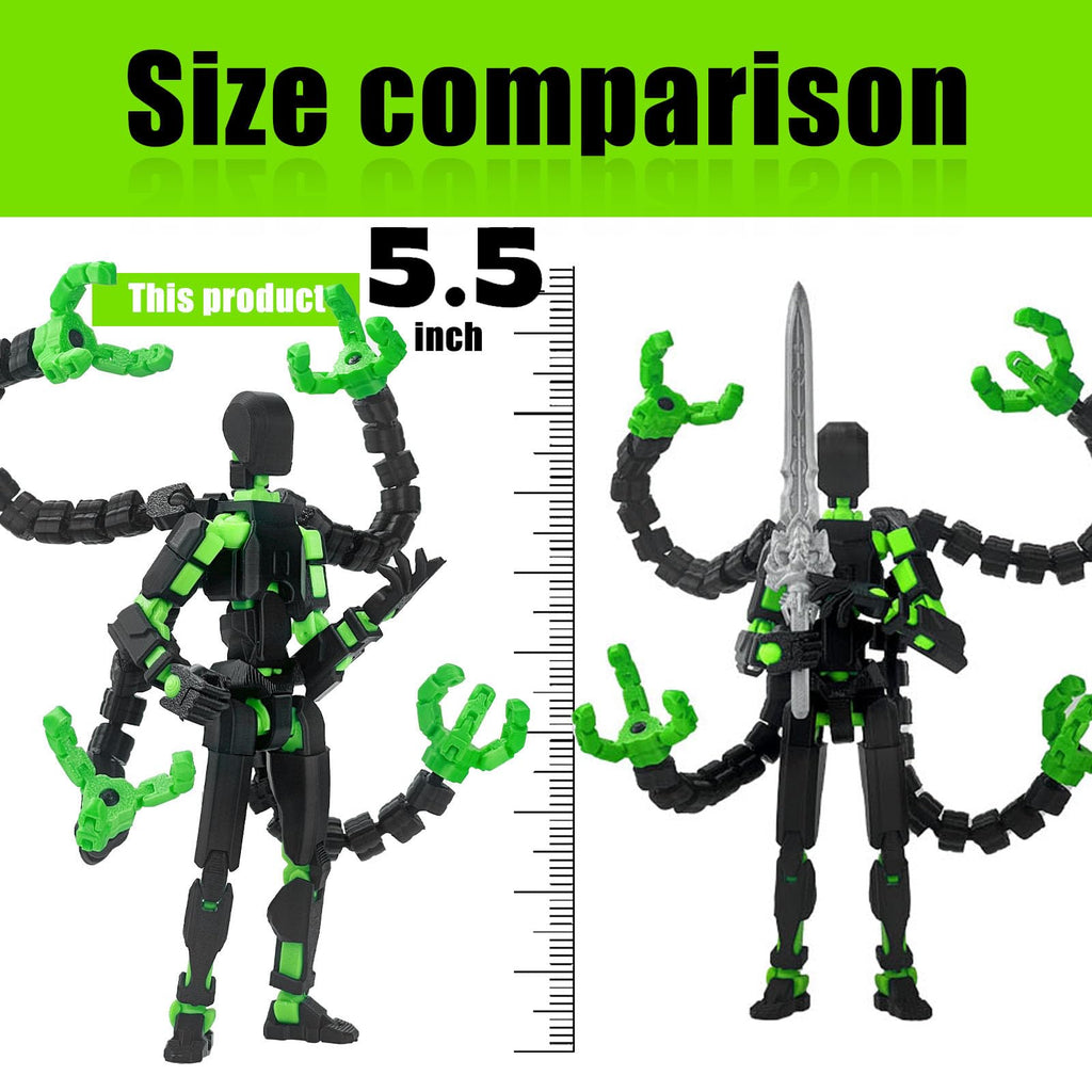 T13 Fully Jointed Action Figure – 5.5 Inch, Already Assembled, Black Green with Custom Accessories