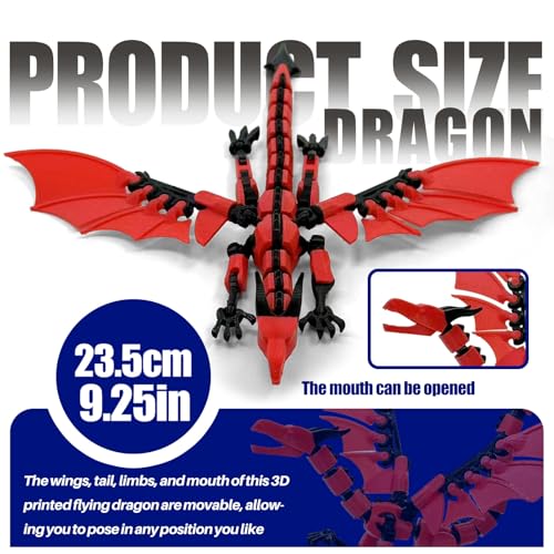T13 Red Robot Action Figure with Dragon – 3D Printed Mecha Toy with Multi-Jointed Articulation and DIY Weapons