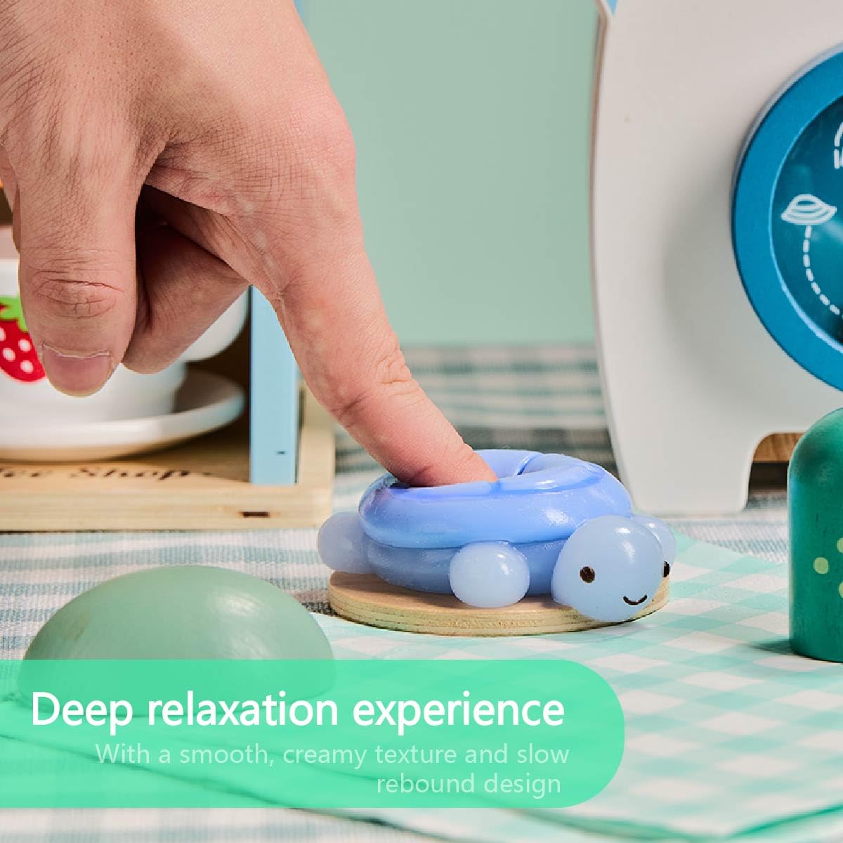 Taba Squishy Blue Turtle – Soft Silicone Stress Relief Toy for Kids & Adults, Kawaii Fidget Gift