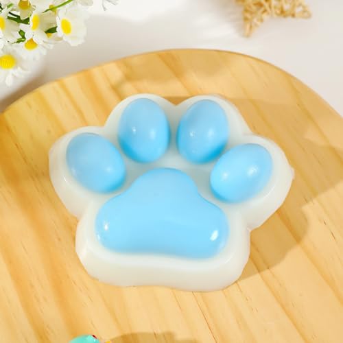 Taba Squishy Cat Paw Squeeze Toy - Blue Large - Stress Relief Fidget Toy for Adults & Kids