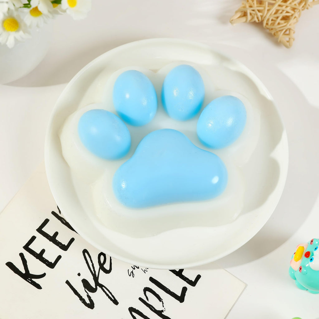 Taba Squishy Cat Paw Squeeze Toy - Blue Large - Stress Relief Fidget Toy for Adults & Kids