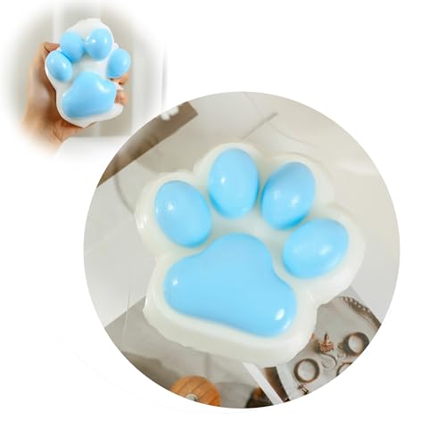 Taba Squishy Cat Paw Squeeze Toy - Blue Large - Stress Relief Fidget Toy for Adults & Kids
