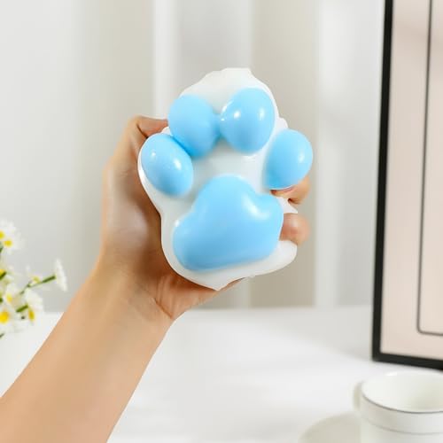 Taba Squishy Cat Paw Squeeze Toy - Blue Large - Stress Relief Fidget Toy for Adults & Kids