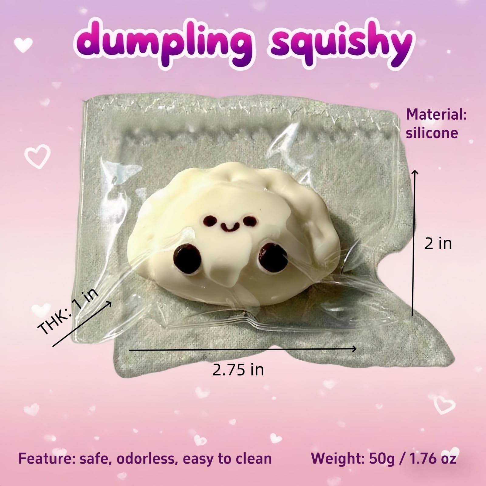 Taba Squishy Lucky Dumpling (50g) - Handmade Food-Grade Silicone Fidget Toy for Stress Relief, Soft & Sticky Squeeze Toy for Kids and Adults