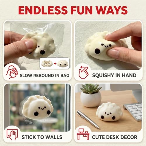 Taba Squishy Lucky Dumpling (50g) - Handmade Food-Grade Silicone Fidget Toy for Stress Relief, Soft & Sticky Squeeze Toy for Kids and Adults