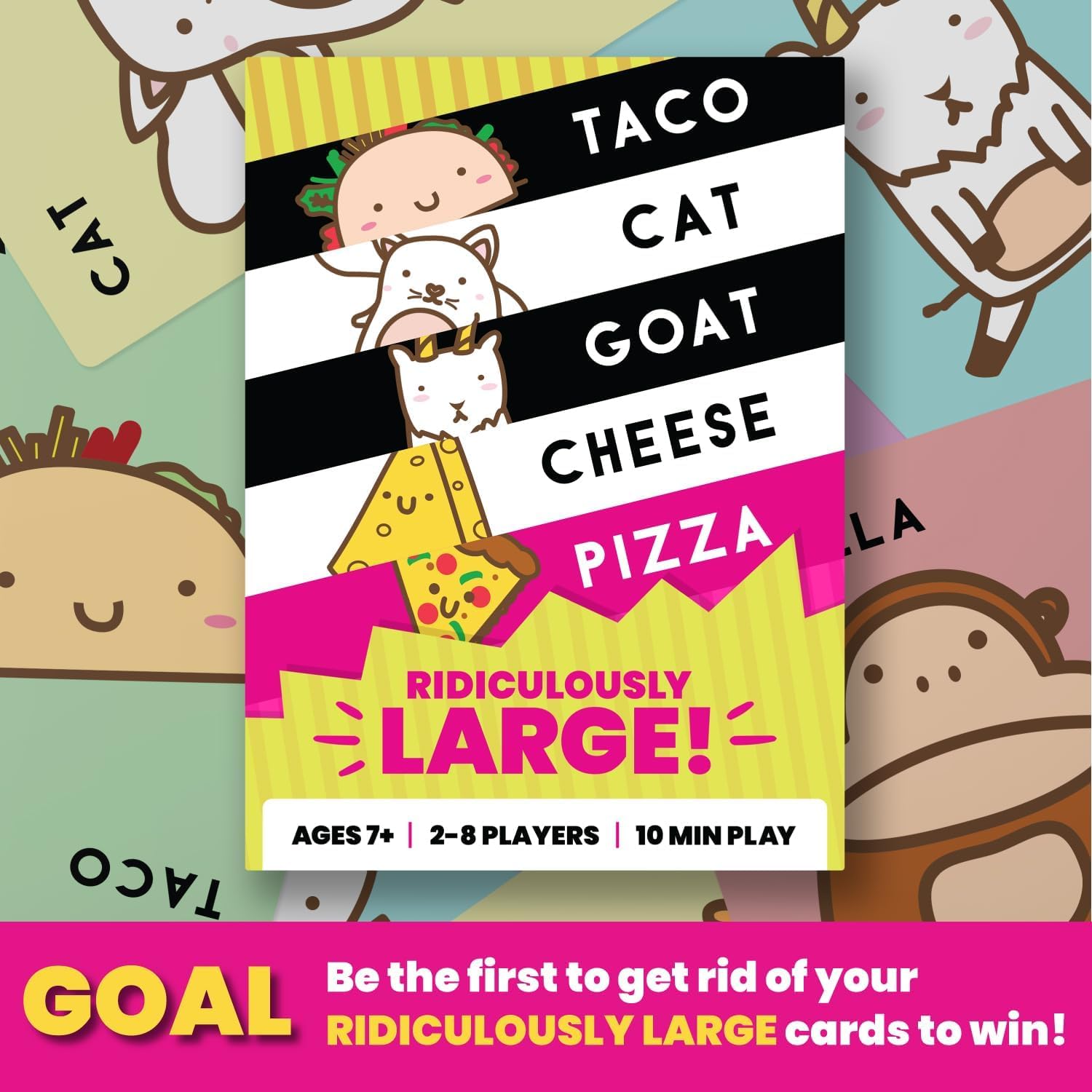 Taco Cat Goat Cheese Pizza Ridiculously Large Edition – Oversized Family Card Game for 2-8 Players, Ages 7+
