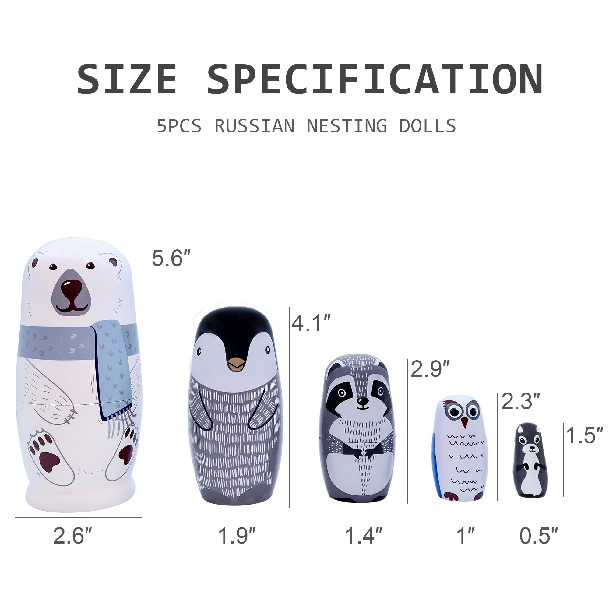 Taefaba Handmade Wooden Nesting Dolls - Set of 5 Rabbit Matryoshka with Carrot